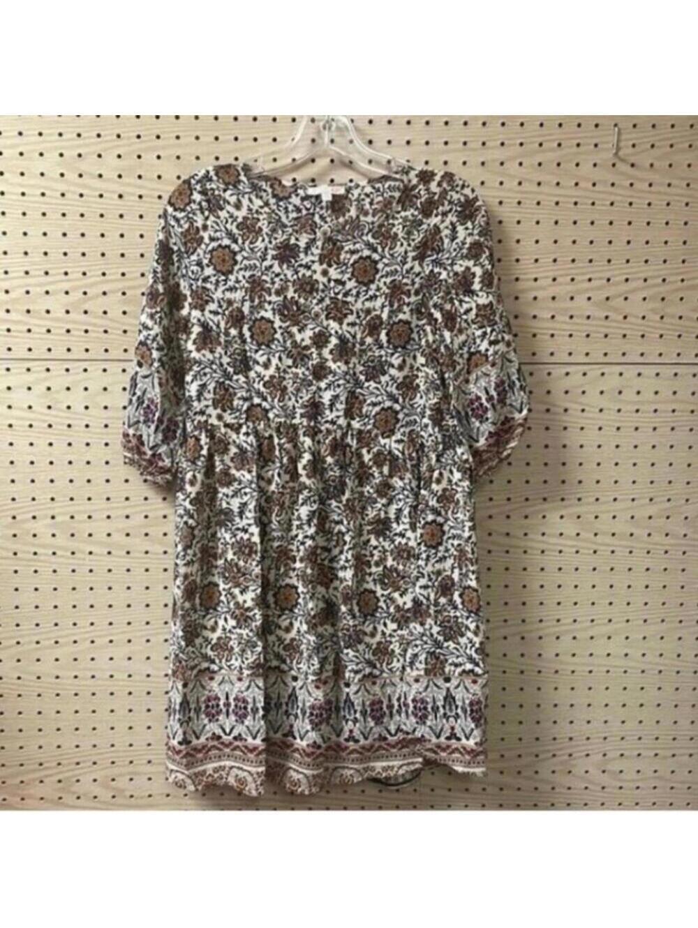 Gianni Bini floral paisley print boho peasant tunic blouse shirt